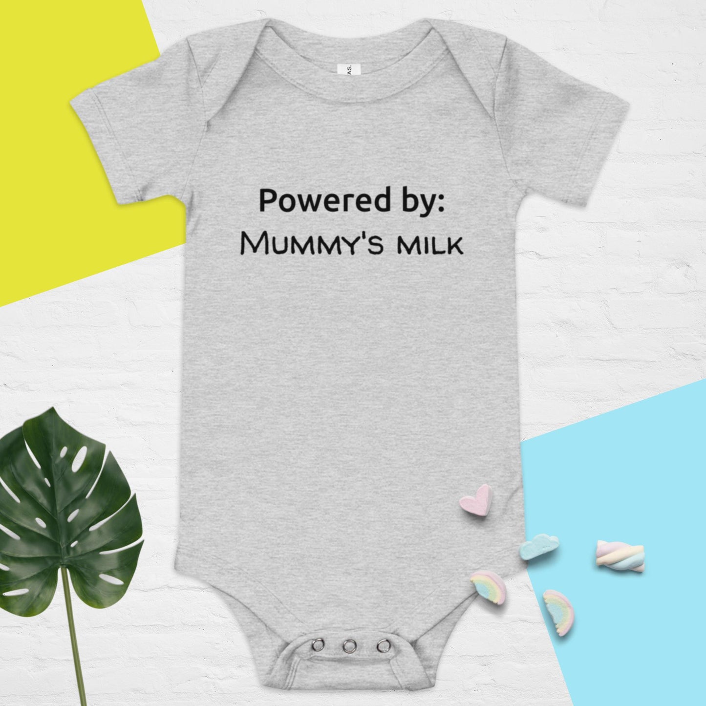 Baby short sleeve one piece Powered by mummy's milk