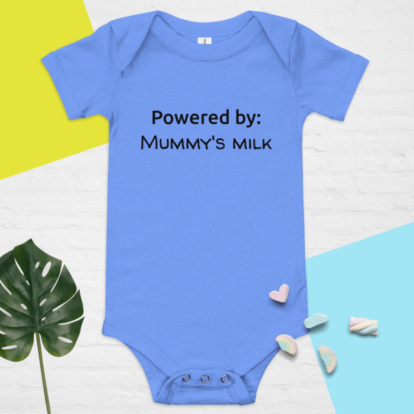 Baby short sleeve one piece Powered by mummy's milk