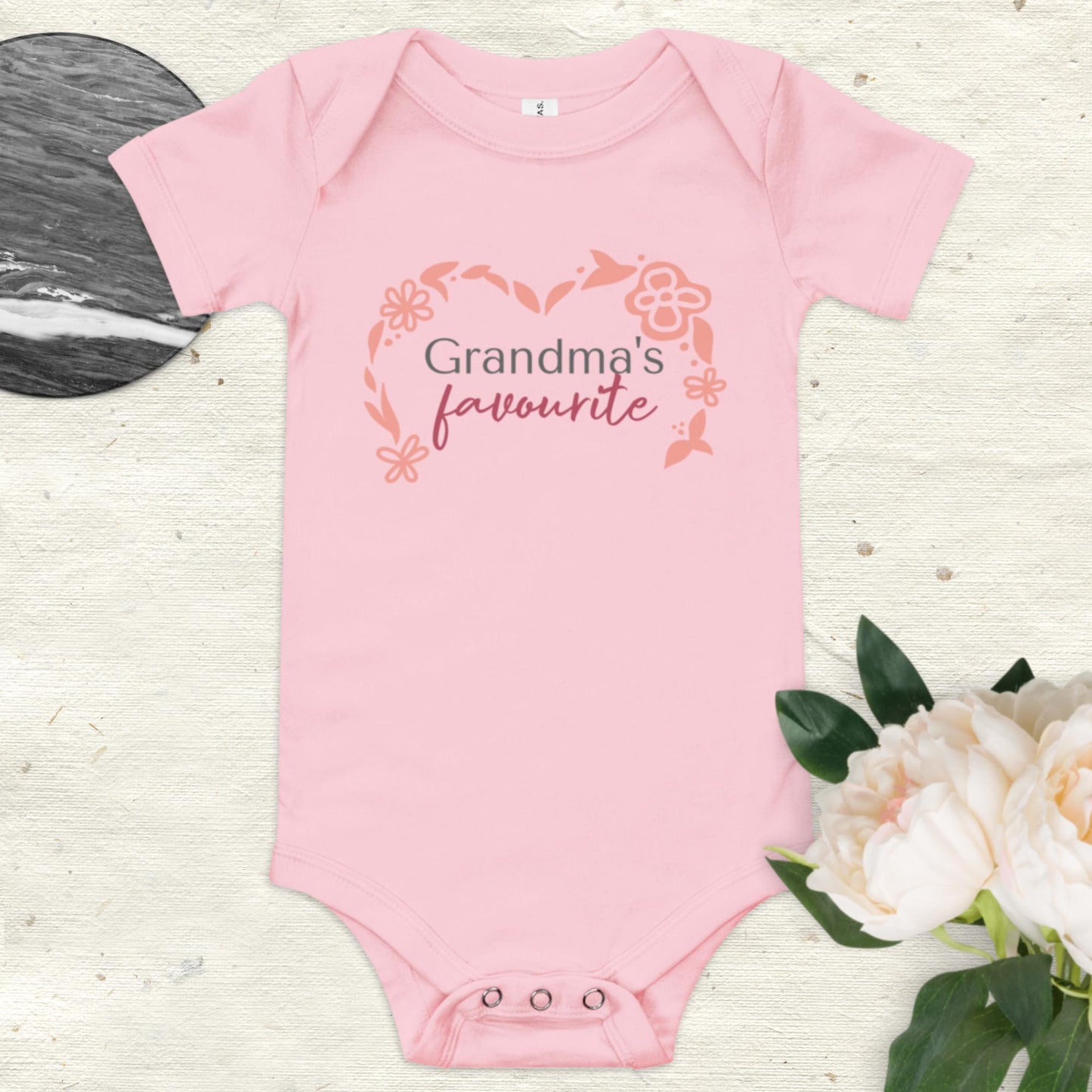 Baby short sleeve one piece Grandma's favourite