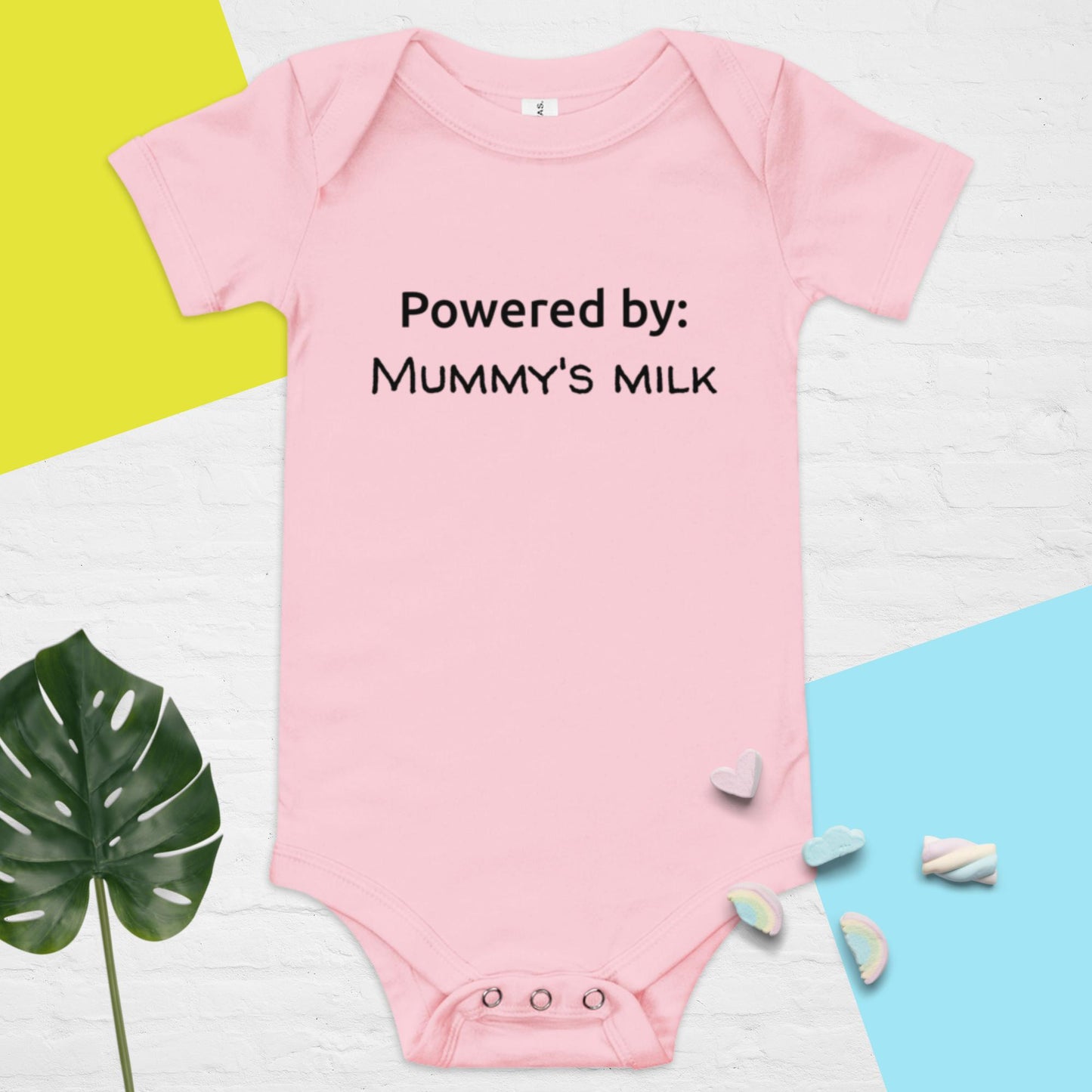 Baby short sleeve one piece Powered by mummy's milk