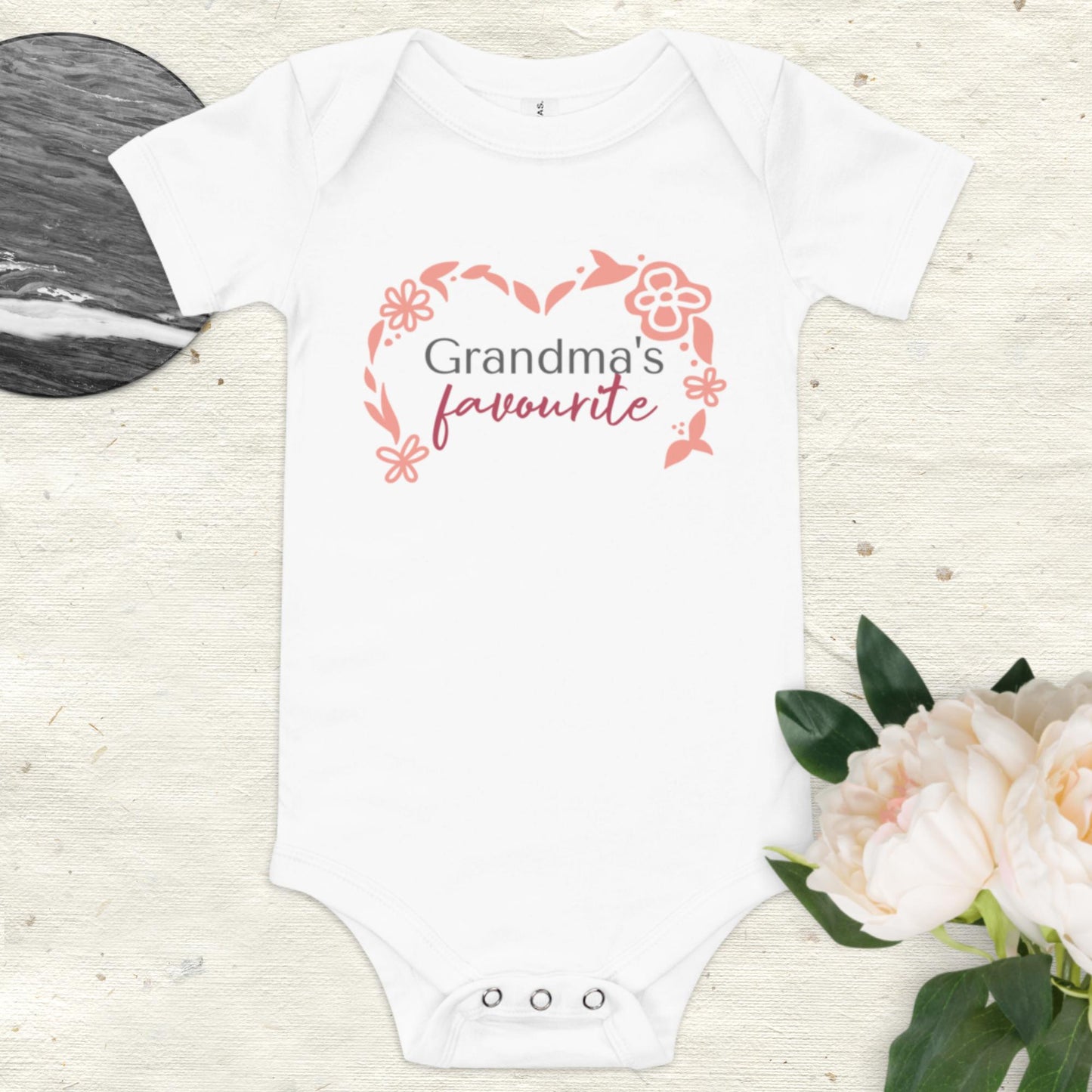 Baby short sleeve one piece Grandma's favourite