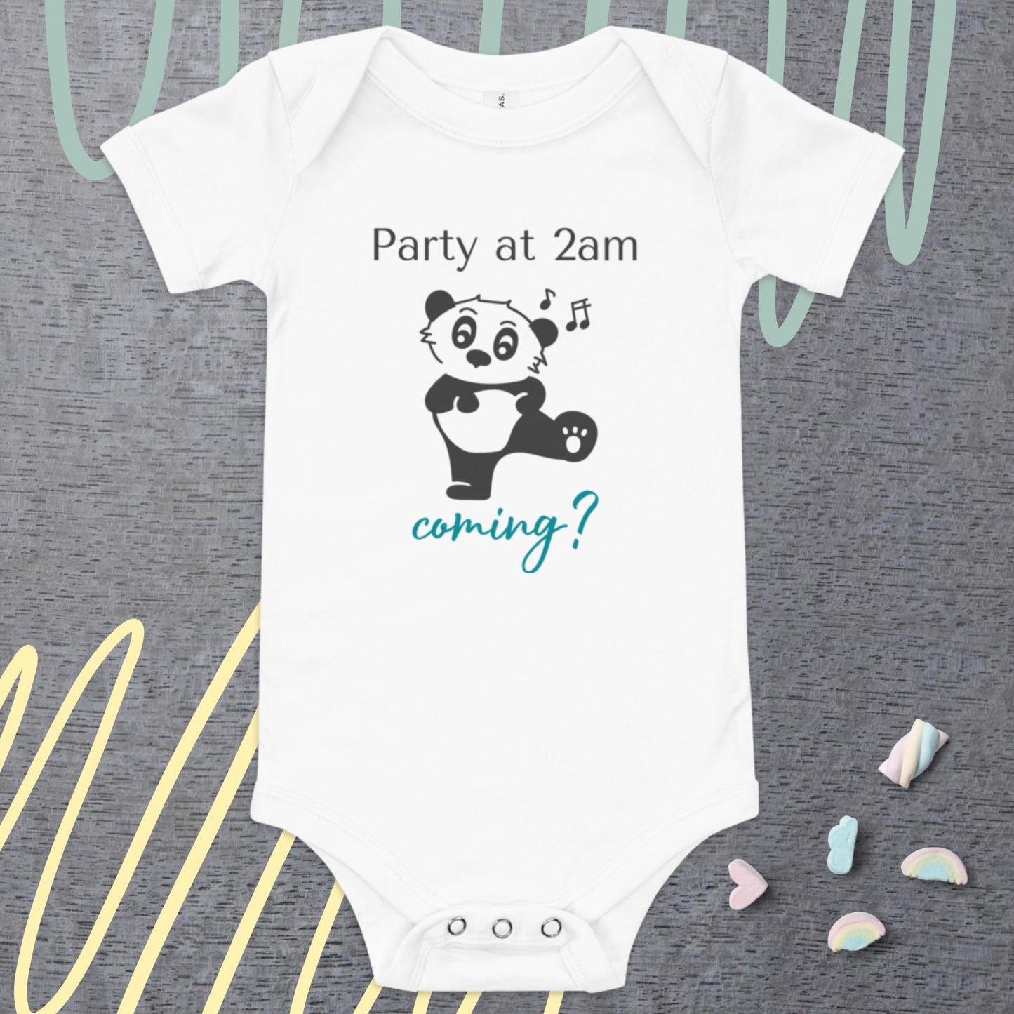 Baby short sleeve one piece panda party