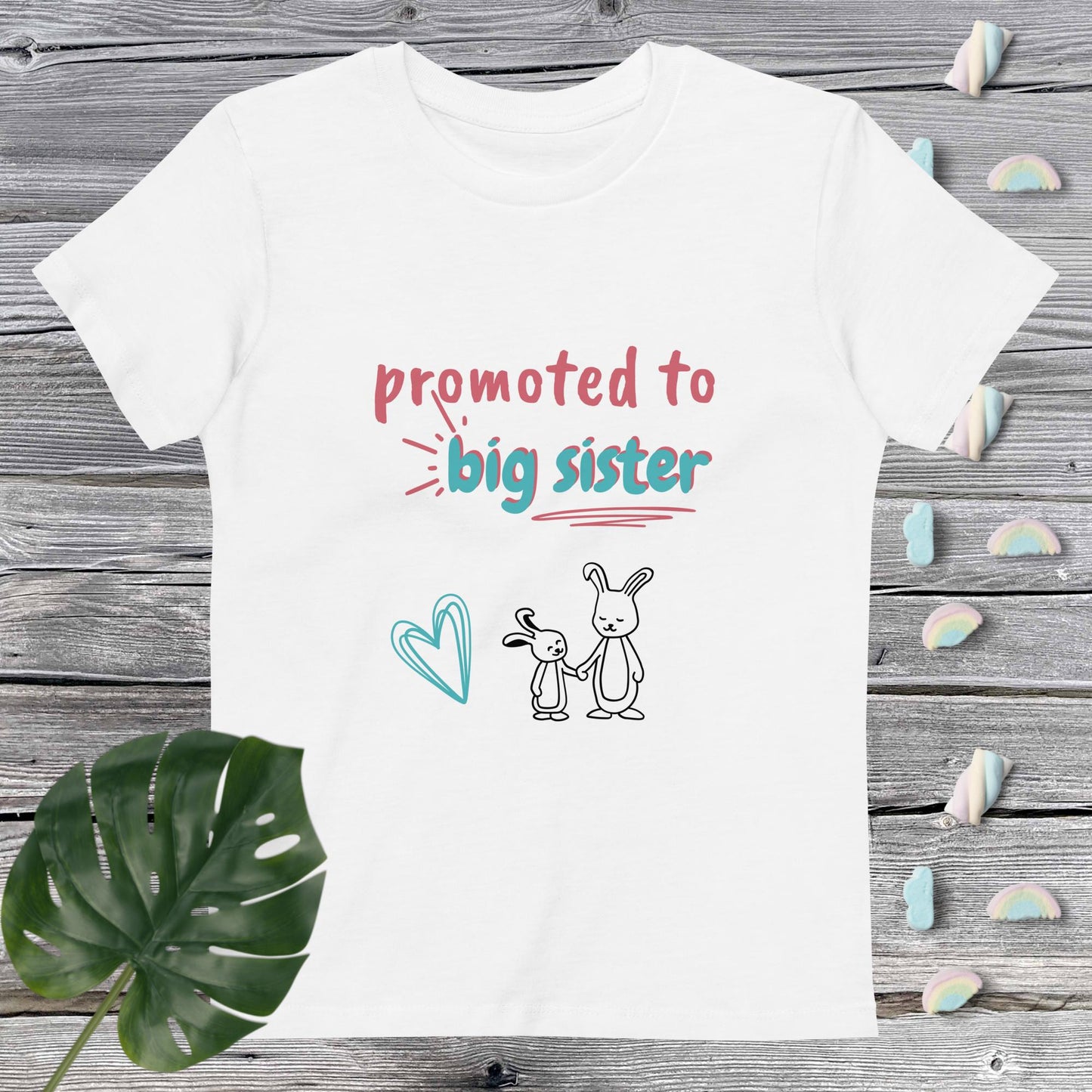 Organic cotton kids t-shirt big sister rabbits