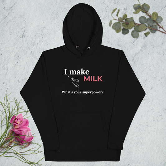 Unisex Hoodie Milk Superpower dark