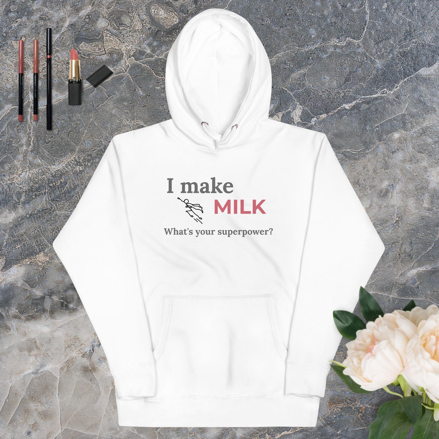 Unisex Hoodie Milk Superpower light