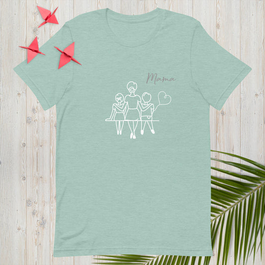 Unisex t-shirt Mama line art girl & boy