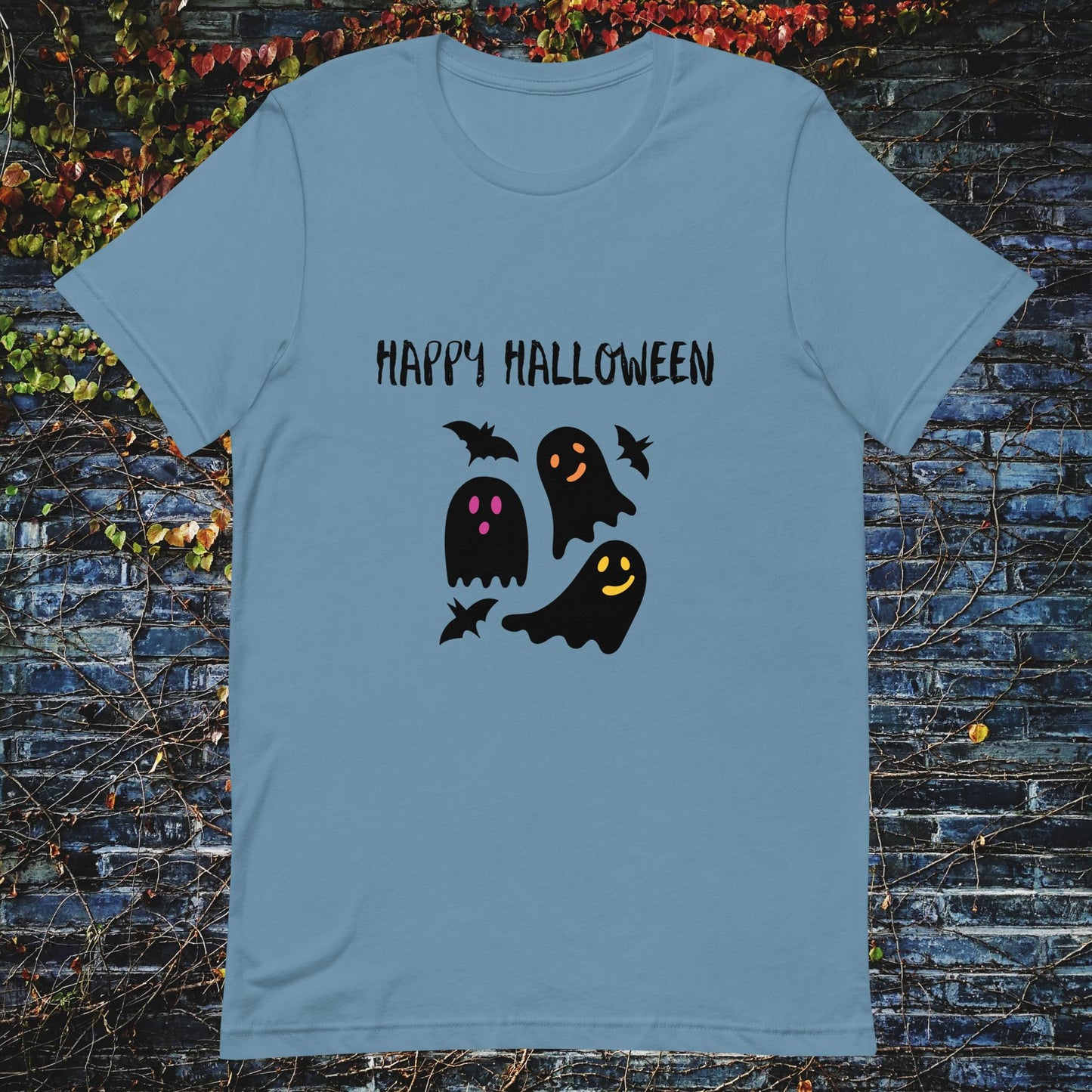 Unisex t-shirt Happy Halloween ghosts bats