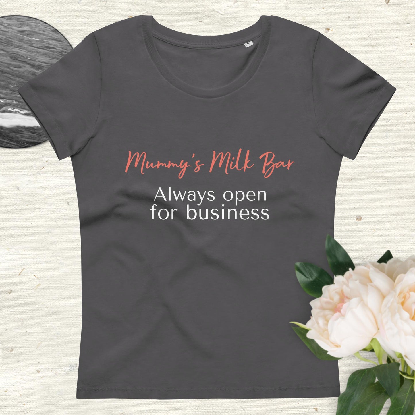 Women's fitted eco tee Mummy's Milk Bar dark