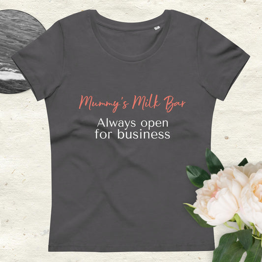 Women's fitted eco tee Mummy's Milk Bar dark