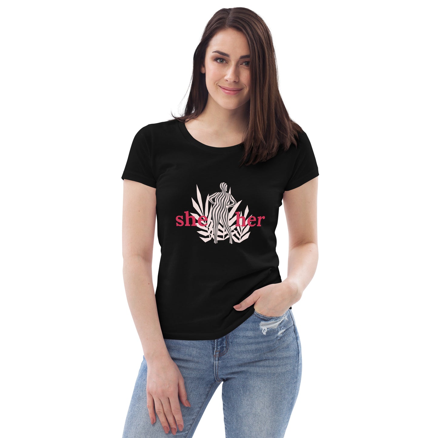 Women's fitted eco tee she/her shape