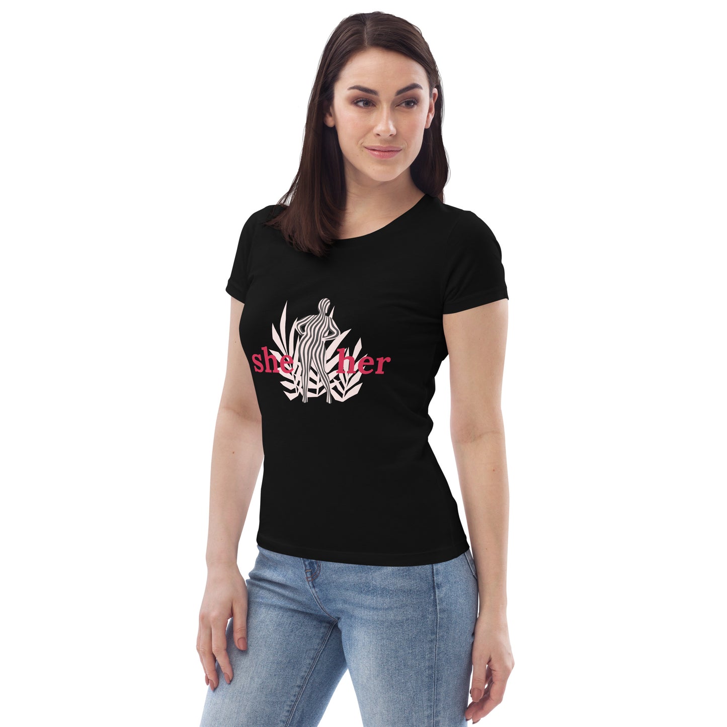 Women's fitted eco tee she/her shape