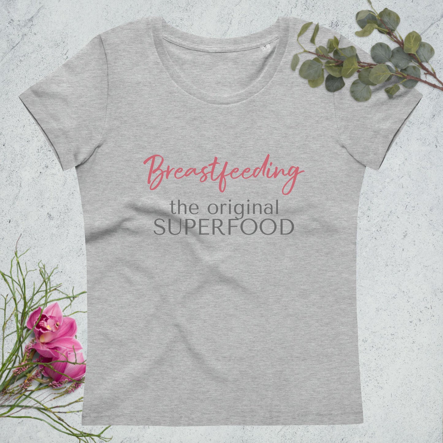 Women's fitted eco tee Breastfeeding Superfood light