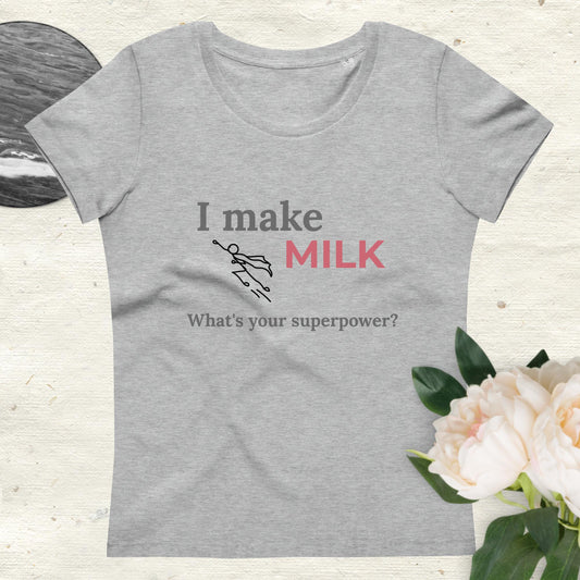 Women's fitted eco tee Milk Superpower