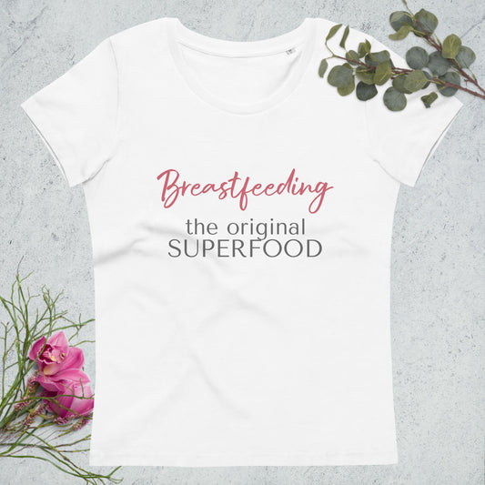 Women's fitted eco tee Breastfeeding Superfood light