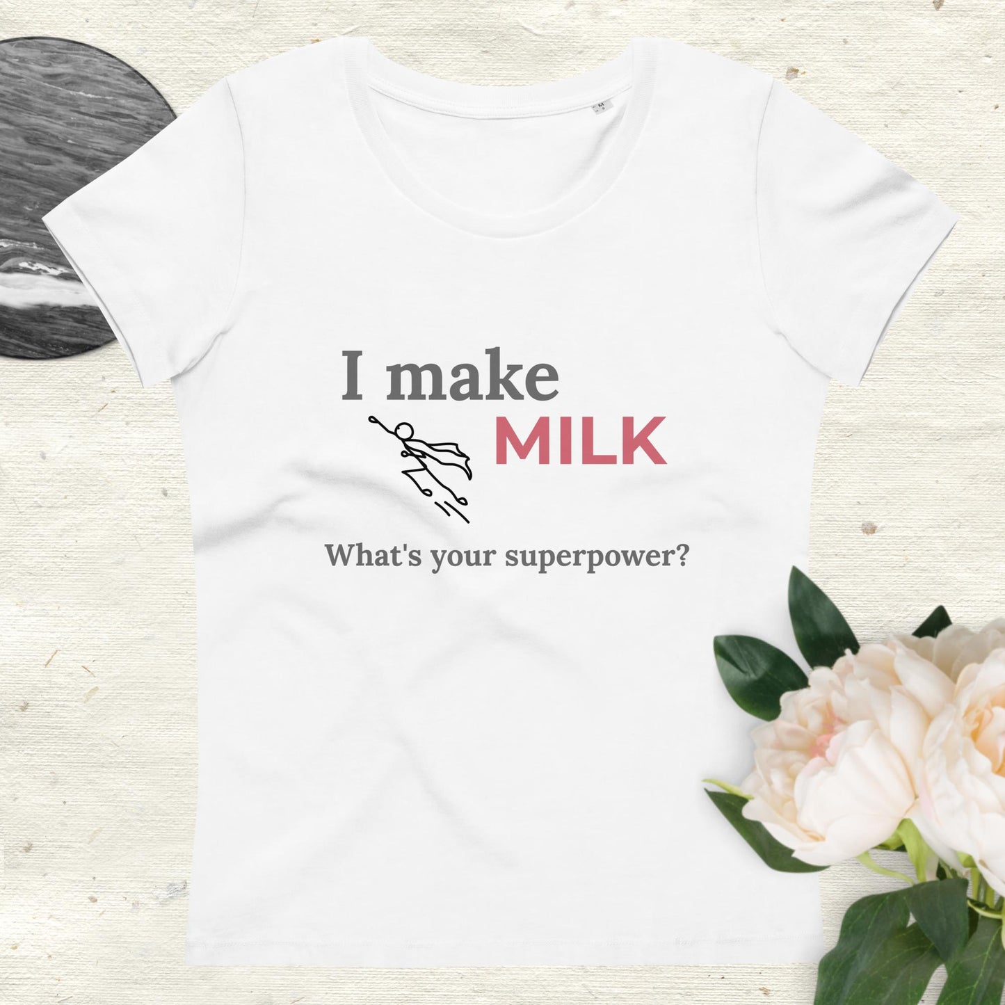 Women's fitted eco tee Milk Superpower