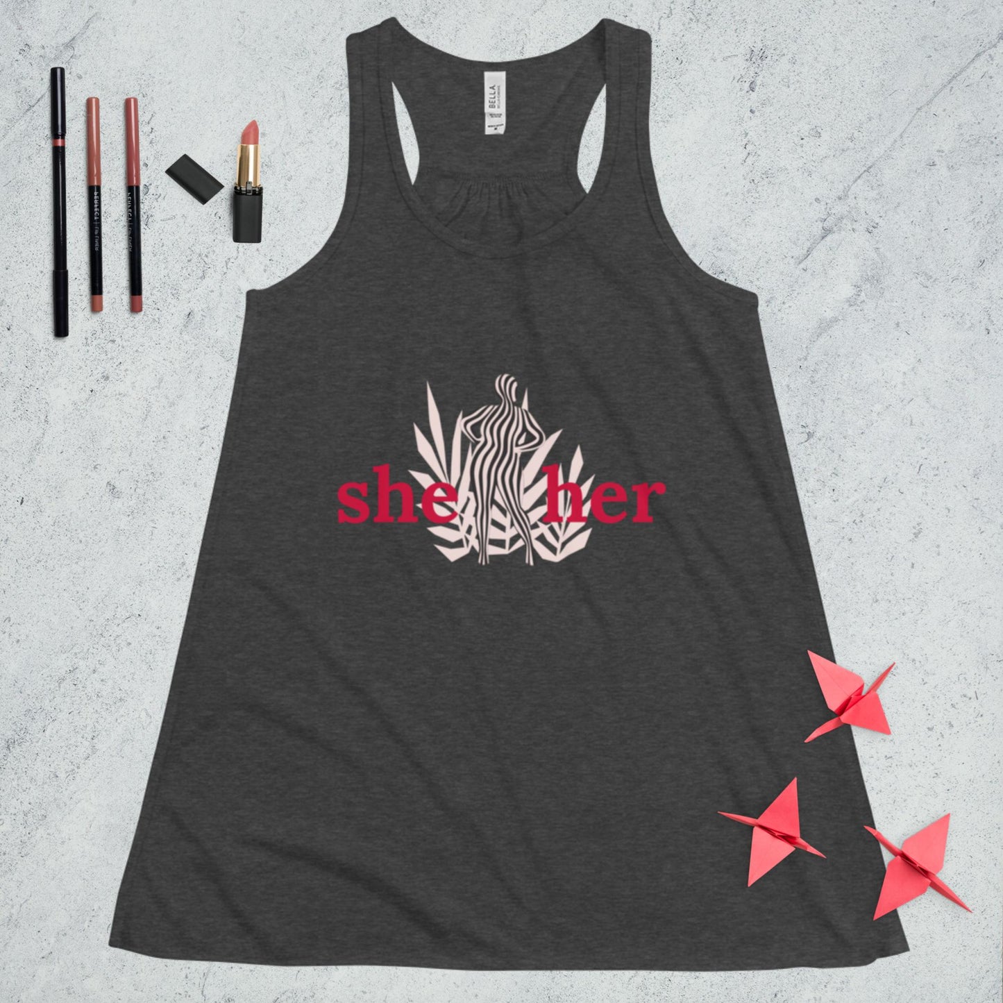 Women's Flowy Racerback Tank she her