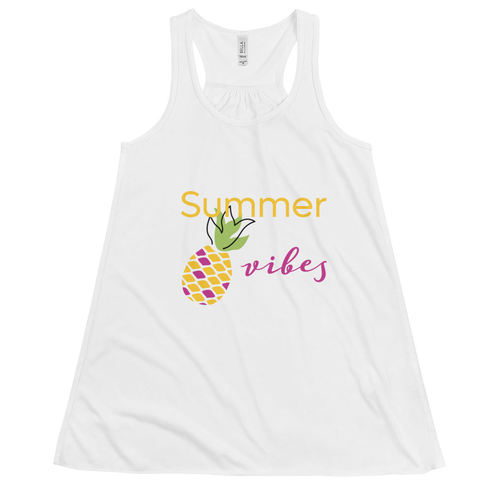 Women's Flowy Racerback Tank Summer vibes pineapple