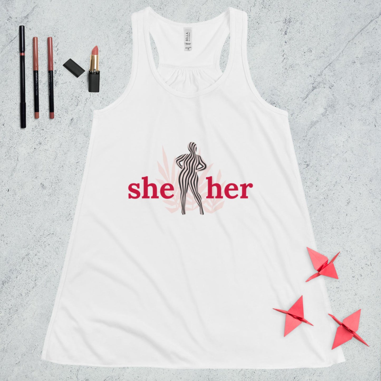 Women's Flowy Racerback Tank she her